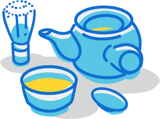 Matcha tea set illustration